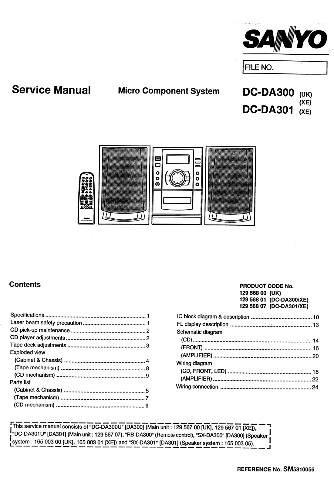 SANYO DC DA 300, DC DA 301 Service Manual