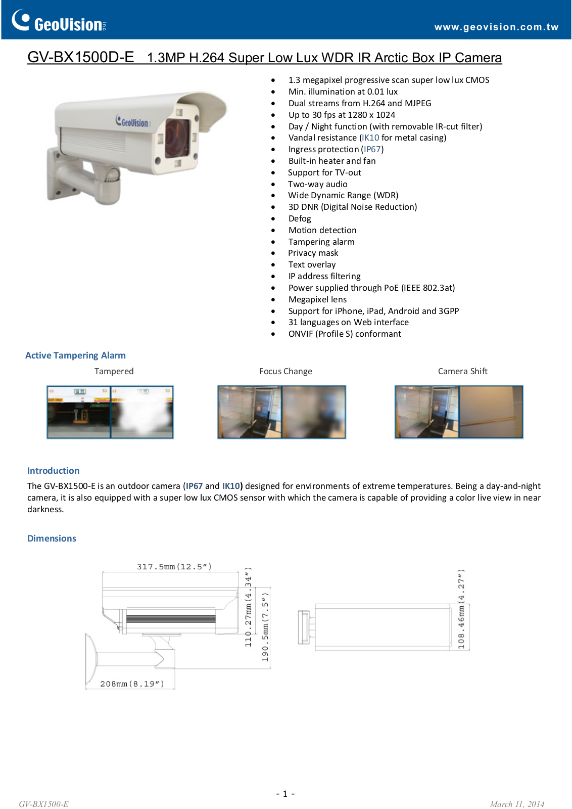 GeoVision BX1500D-E User Manual