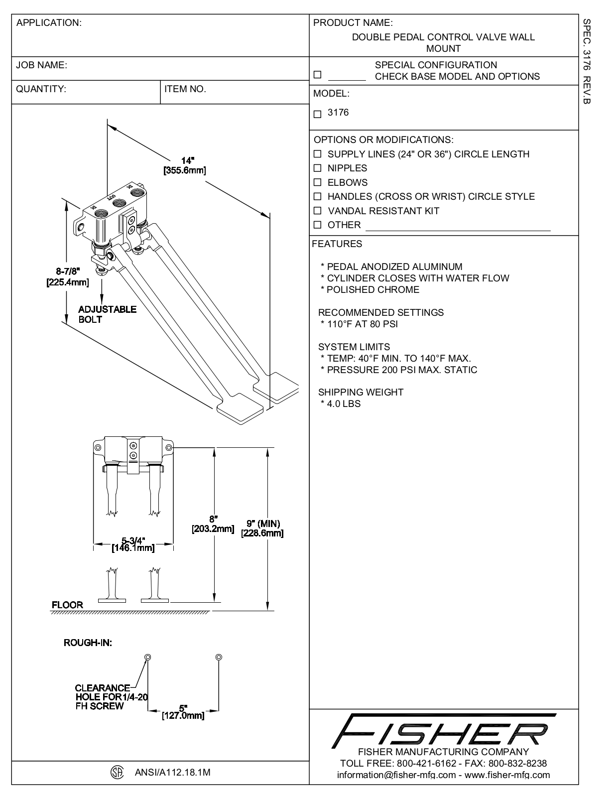 Fisher Manufacturing 3176 User Manual