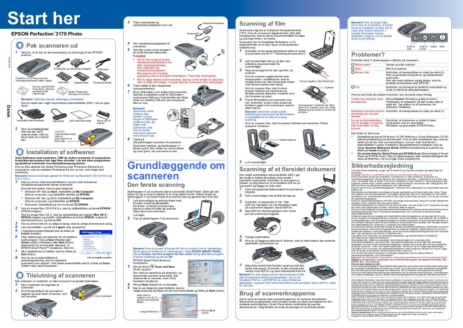 Epson PERFECTION 3170 SETUP GUIDE