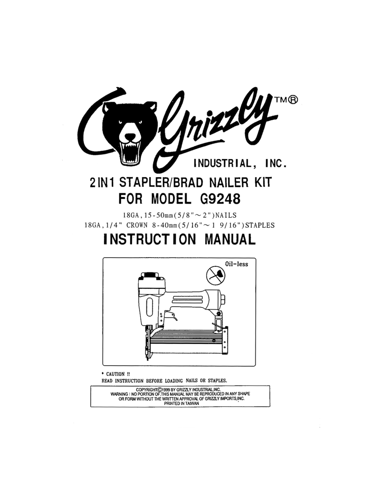 Grizzly G9248 User Manual