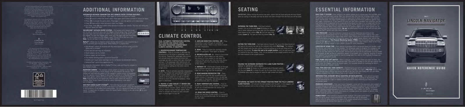 Lincoln Navigator 2011 Quick Reference Guide