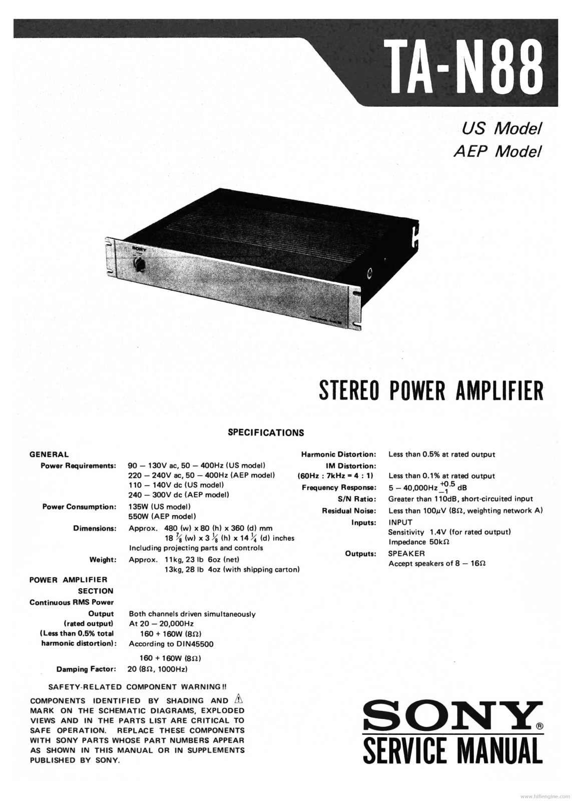 Sony TA-N88 User Manual