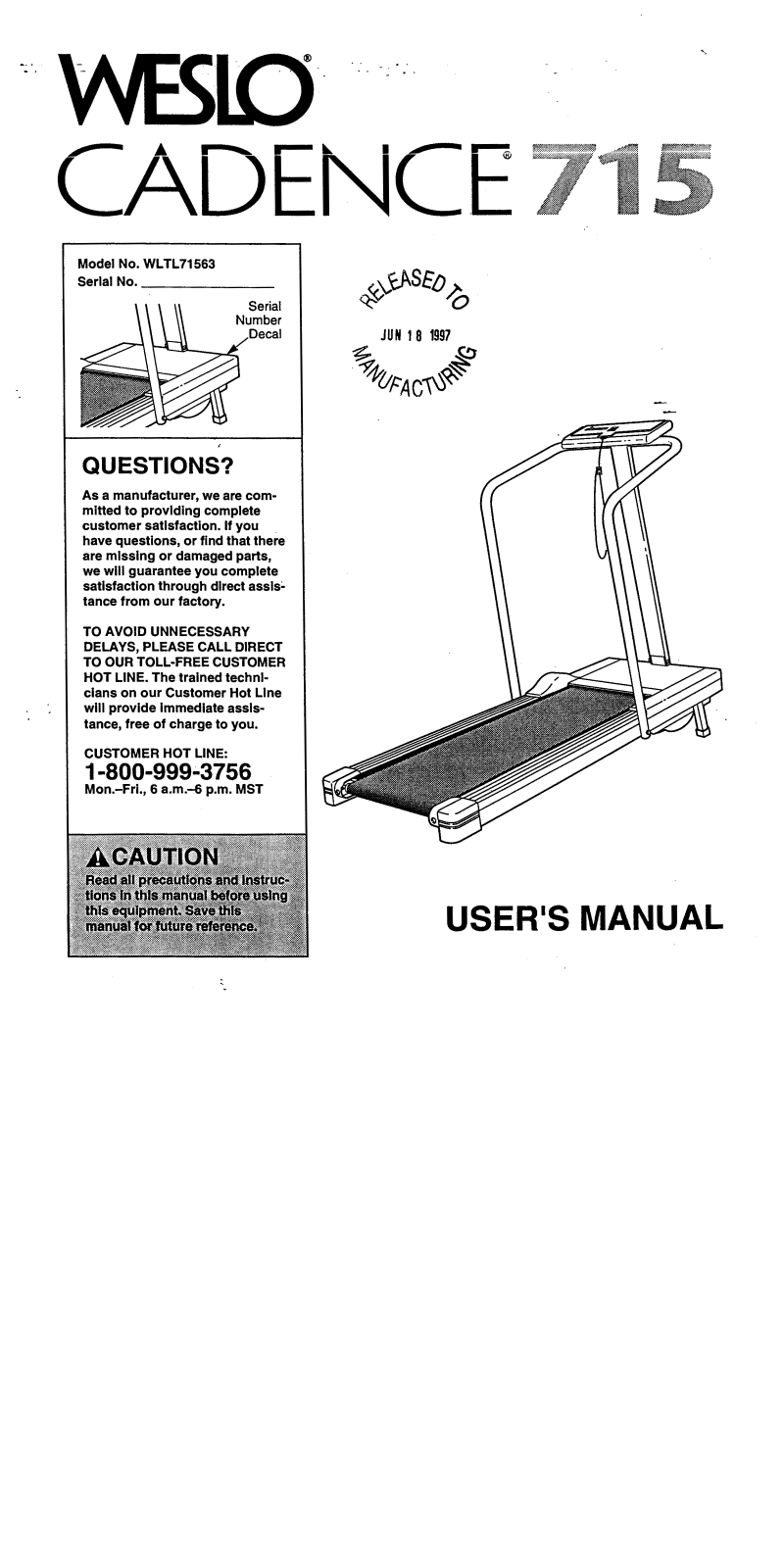 Weslo WLTL71563 Owner's Manual
