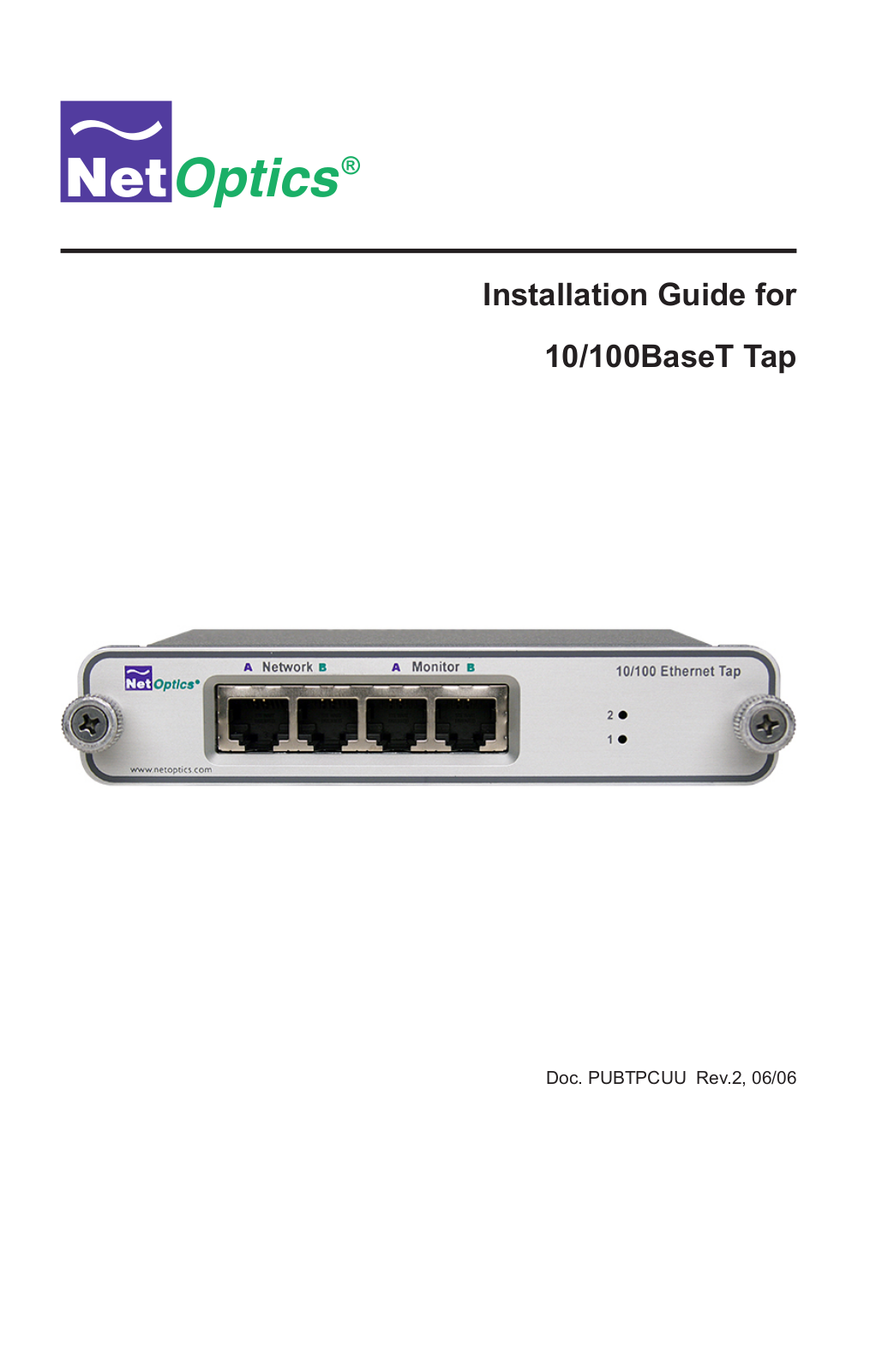 Net Optics 10-100BaseT Tap User Manual