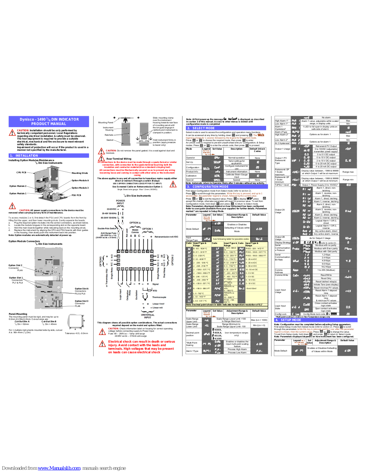 Dynisco 1490 1/8, 1490 Product Manual