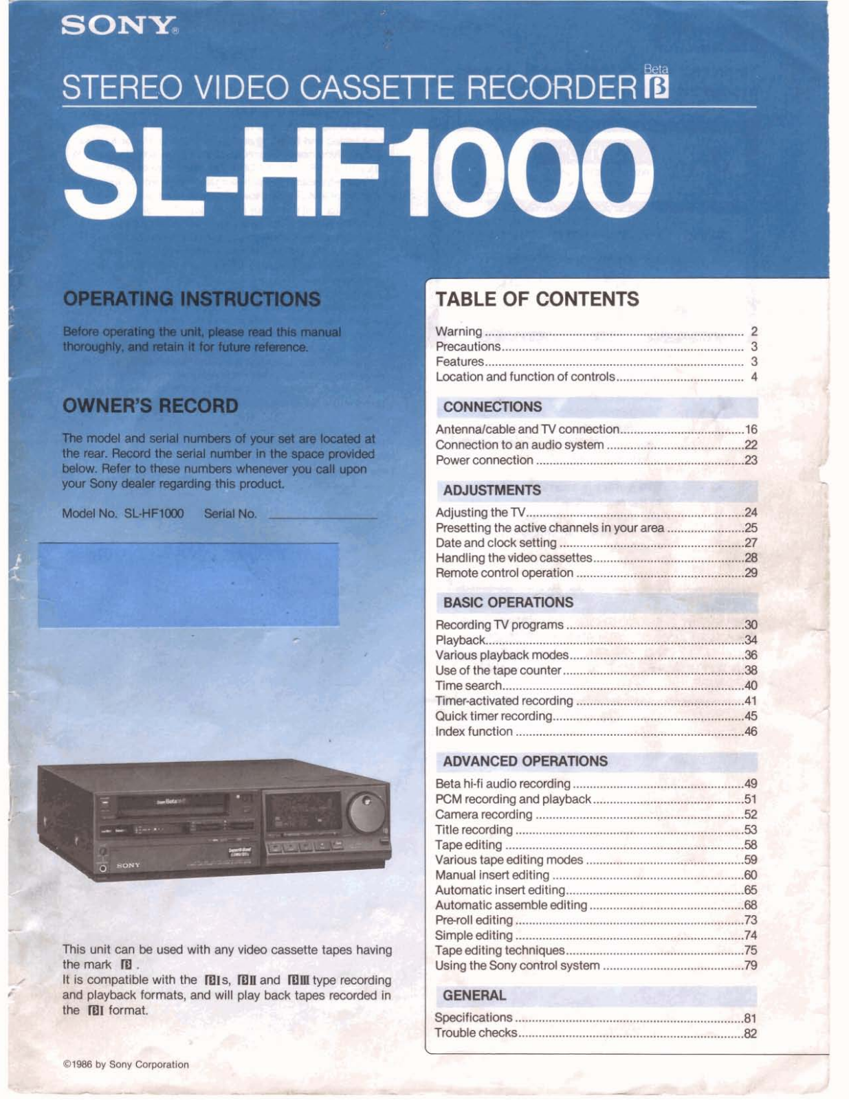 Sony slhf1000 Owners Manual