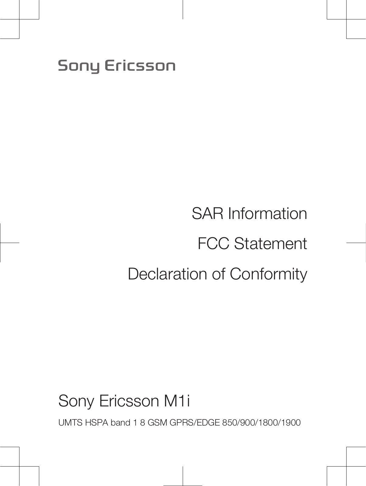 Sony Ericsson M1I User Manual