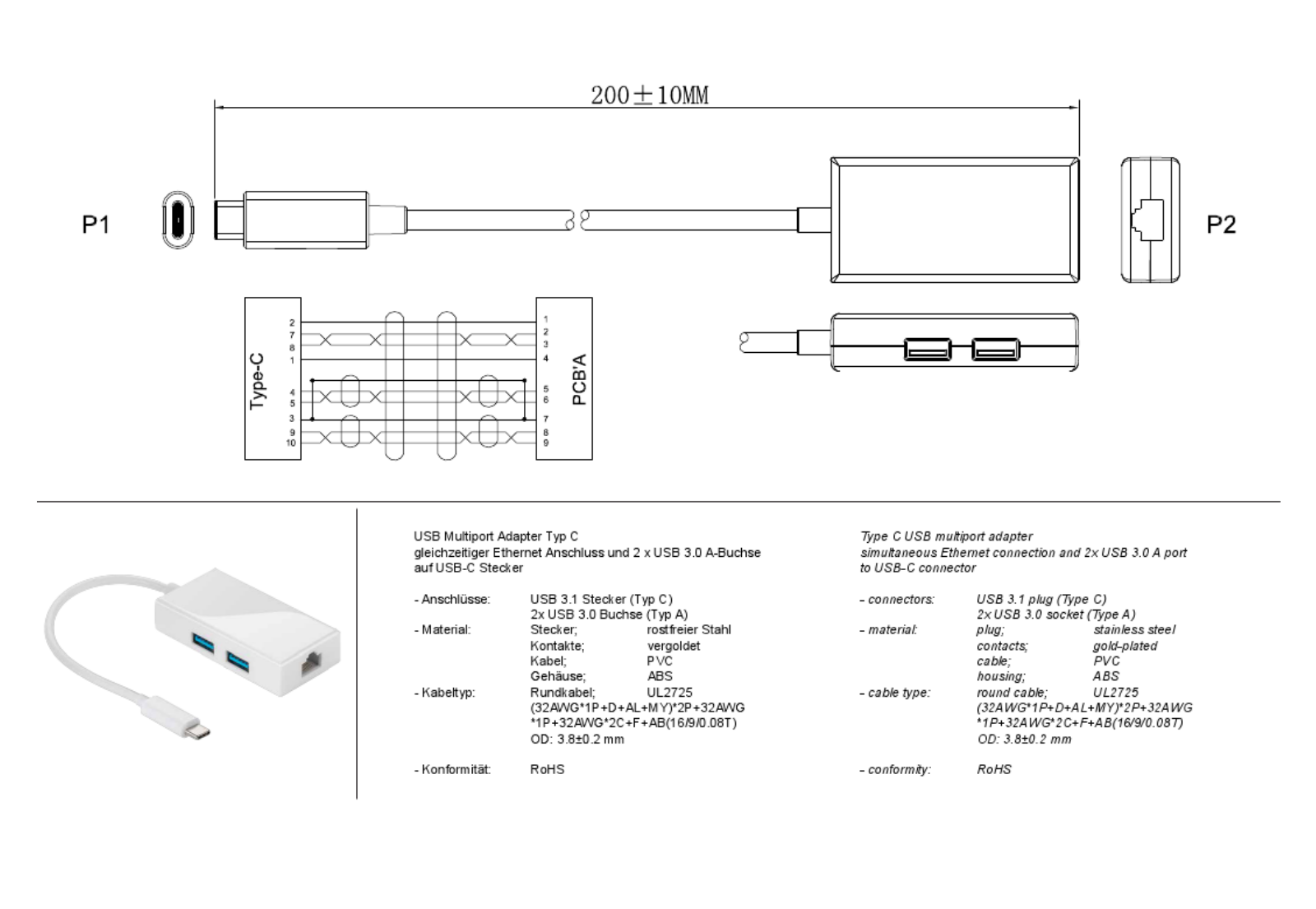 Goobay IUSB31C-HUB2C Drawing - ManualMachine.com