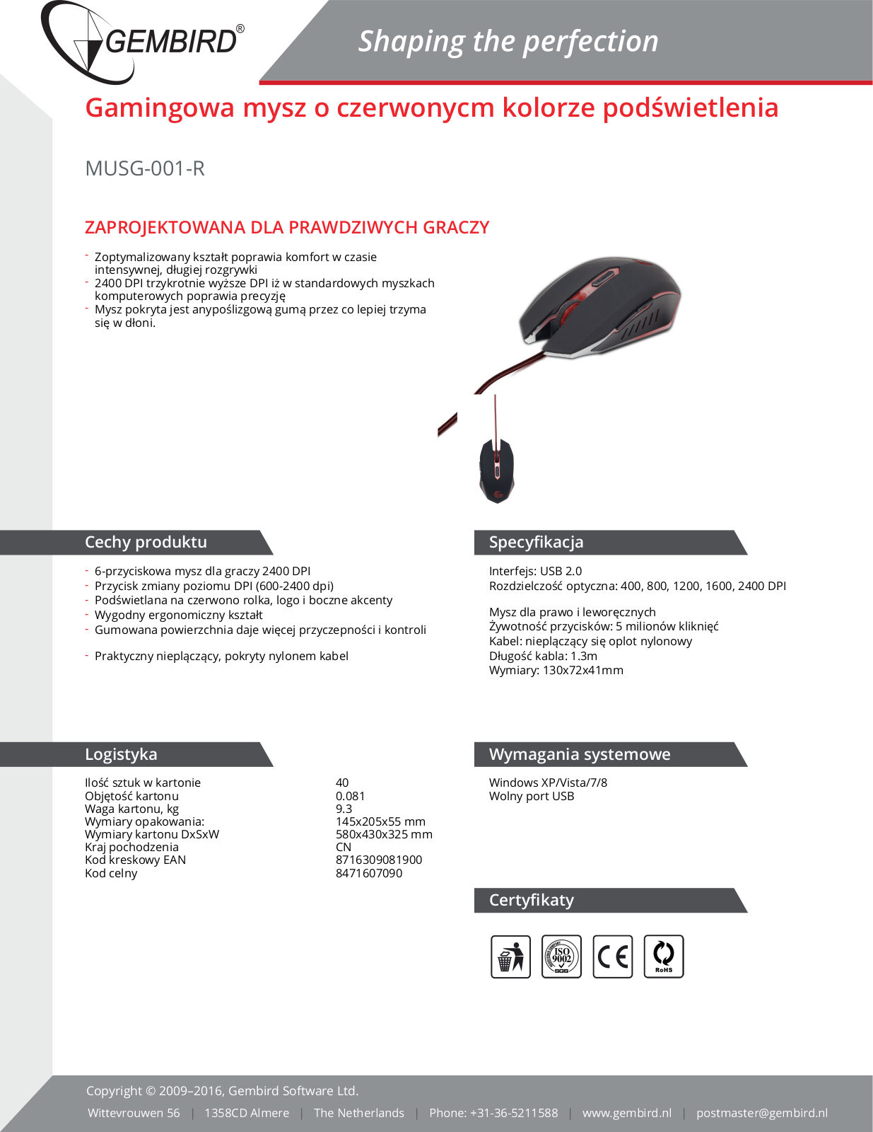 Gembird MUSG-001-R User Manual