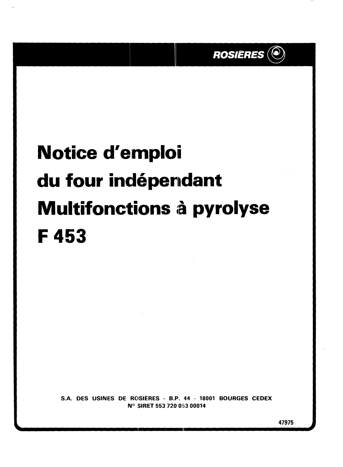 ROSIERES F 453 User Manual