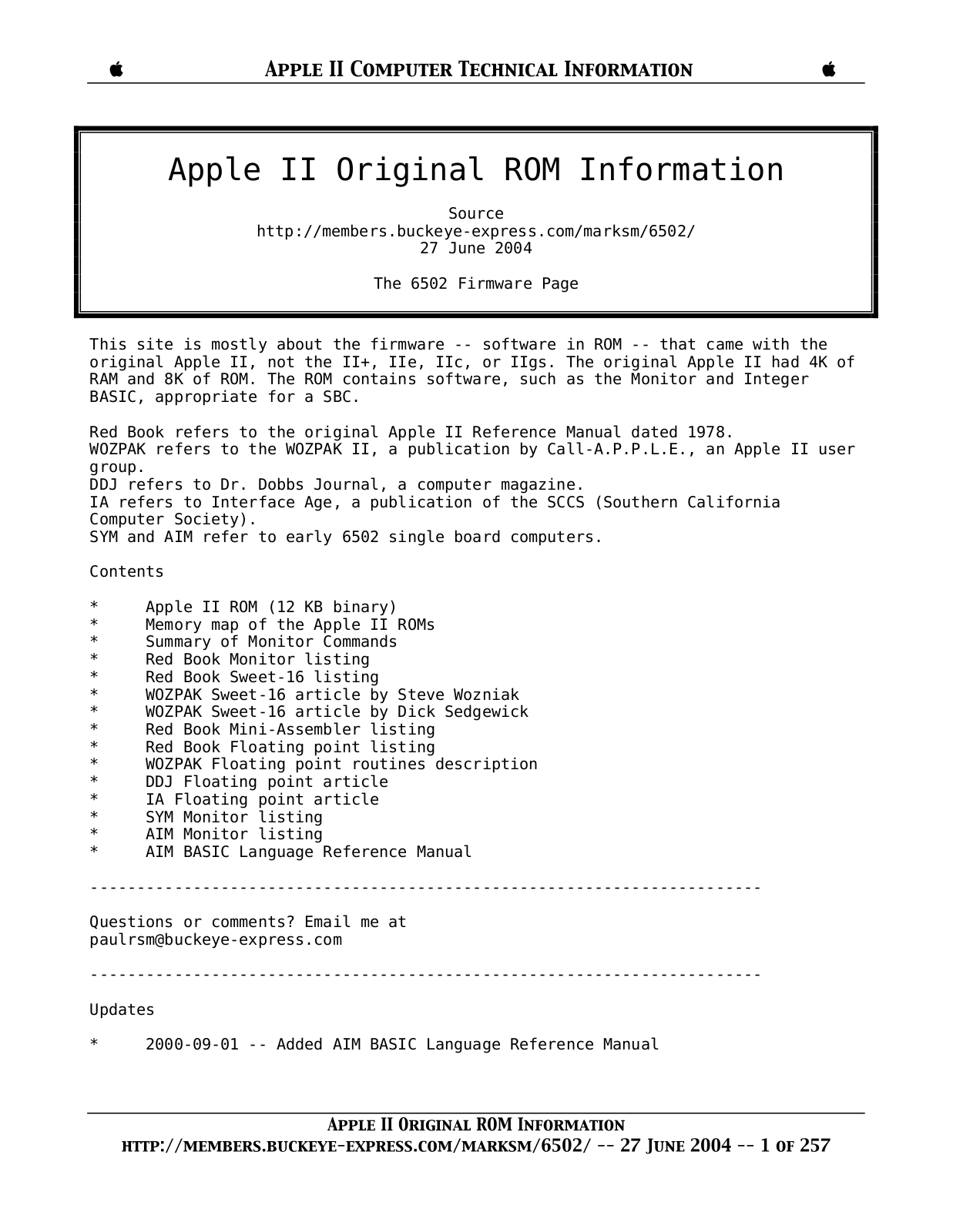 Apple II Original User Manual