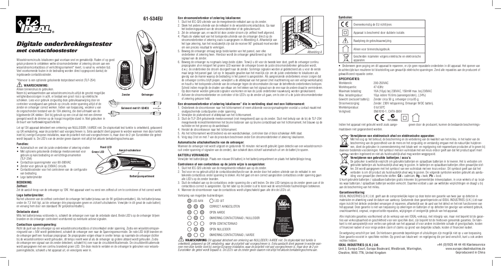 IDEAL Electrical 61-534EU Instruction Sheet