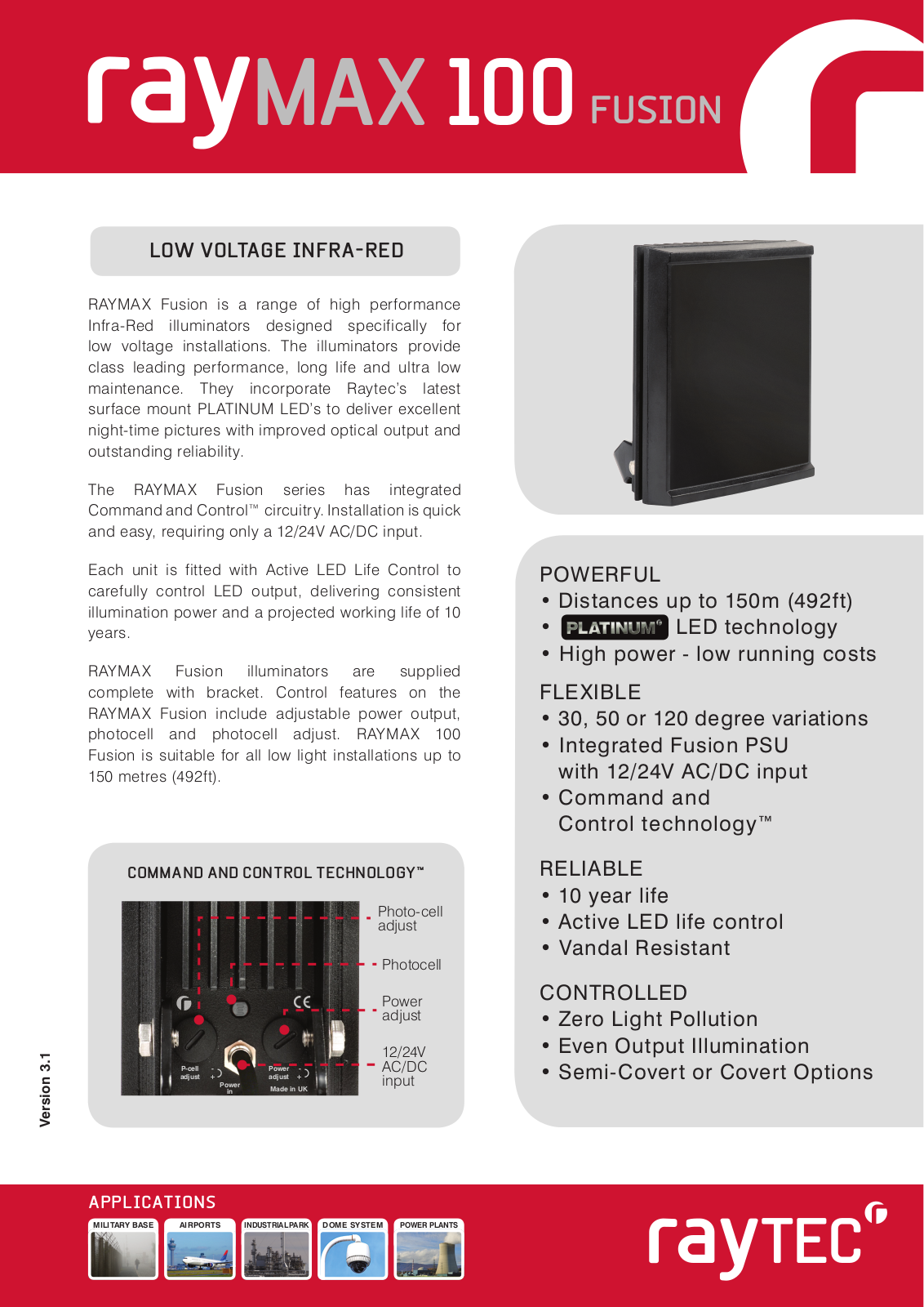 Raytec RM100-F-120 Specsheet