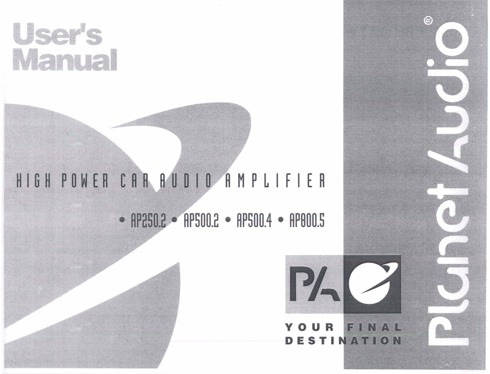 Planet Audio AP800.5, AP250.2, AP500.2, AP500.4 Users Manual - ManualMachine.com