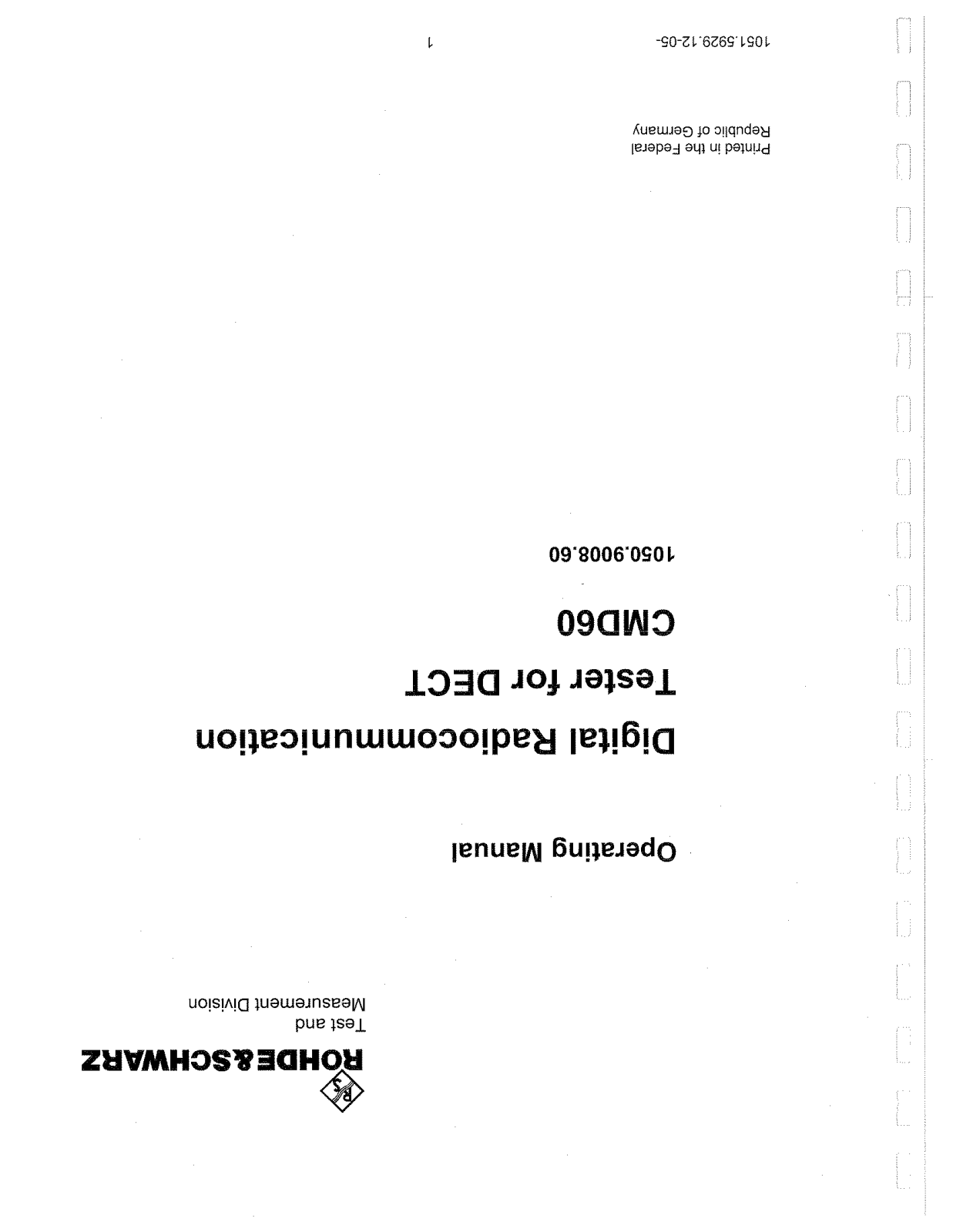 Rohde & Schwarz CMD 60 User Manual