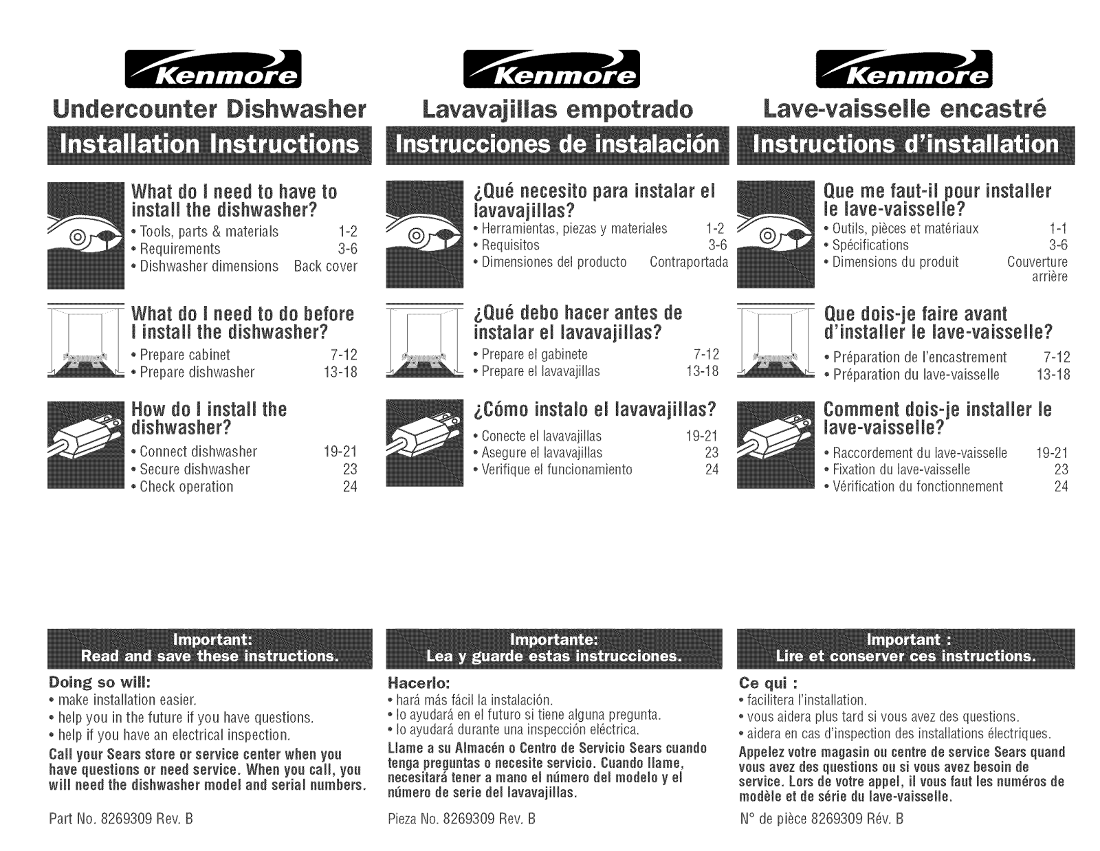 Kenmore 66517379300, 66517354300, 66517359300, 66516882000, 66516884000 Installation Guide - ManualMachine.com