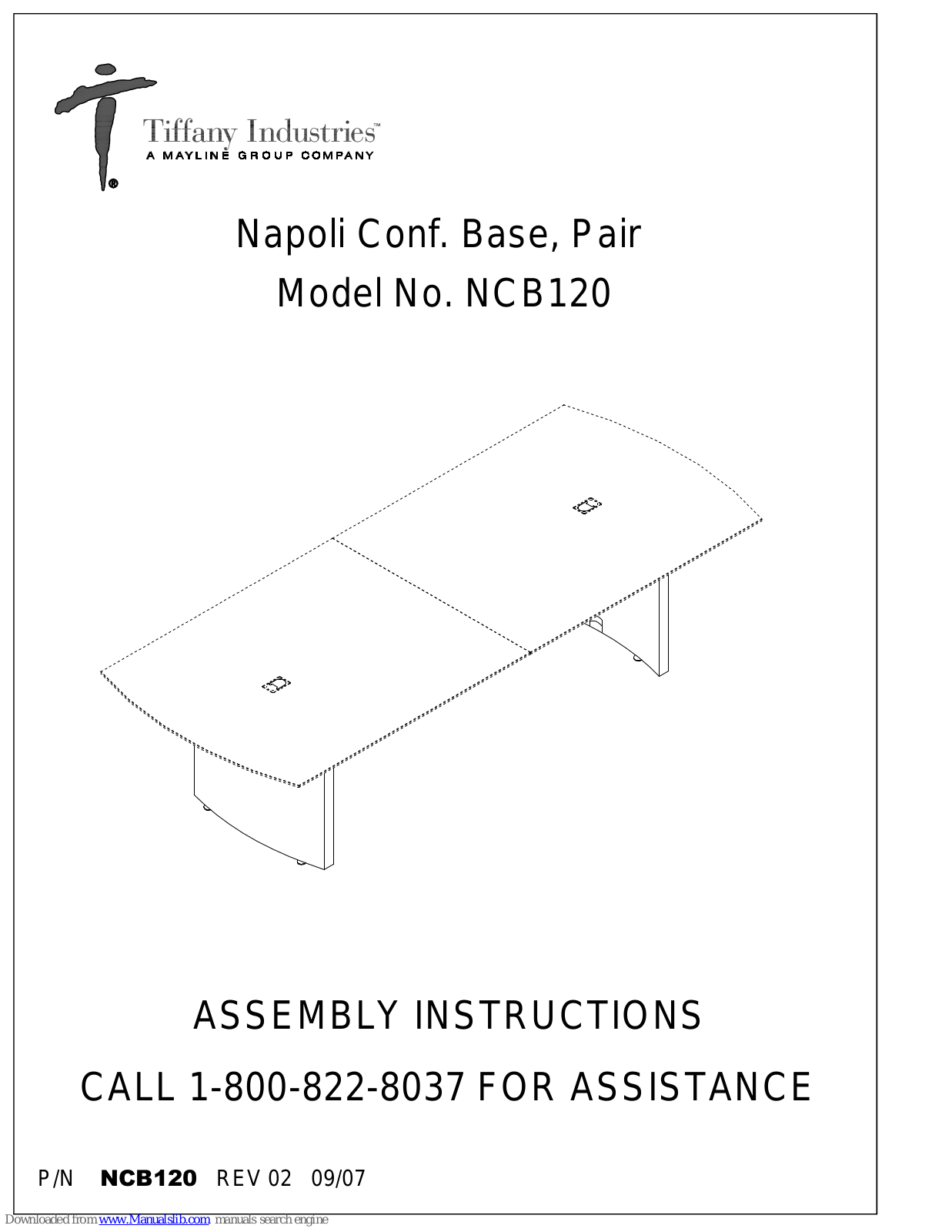 Tiffany Industries Napoli Conf. Base, Pair Assembly Instructions Manual