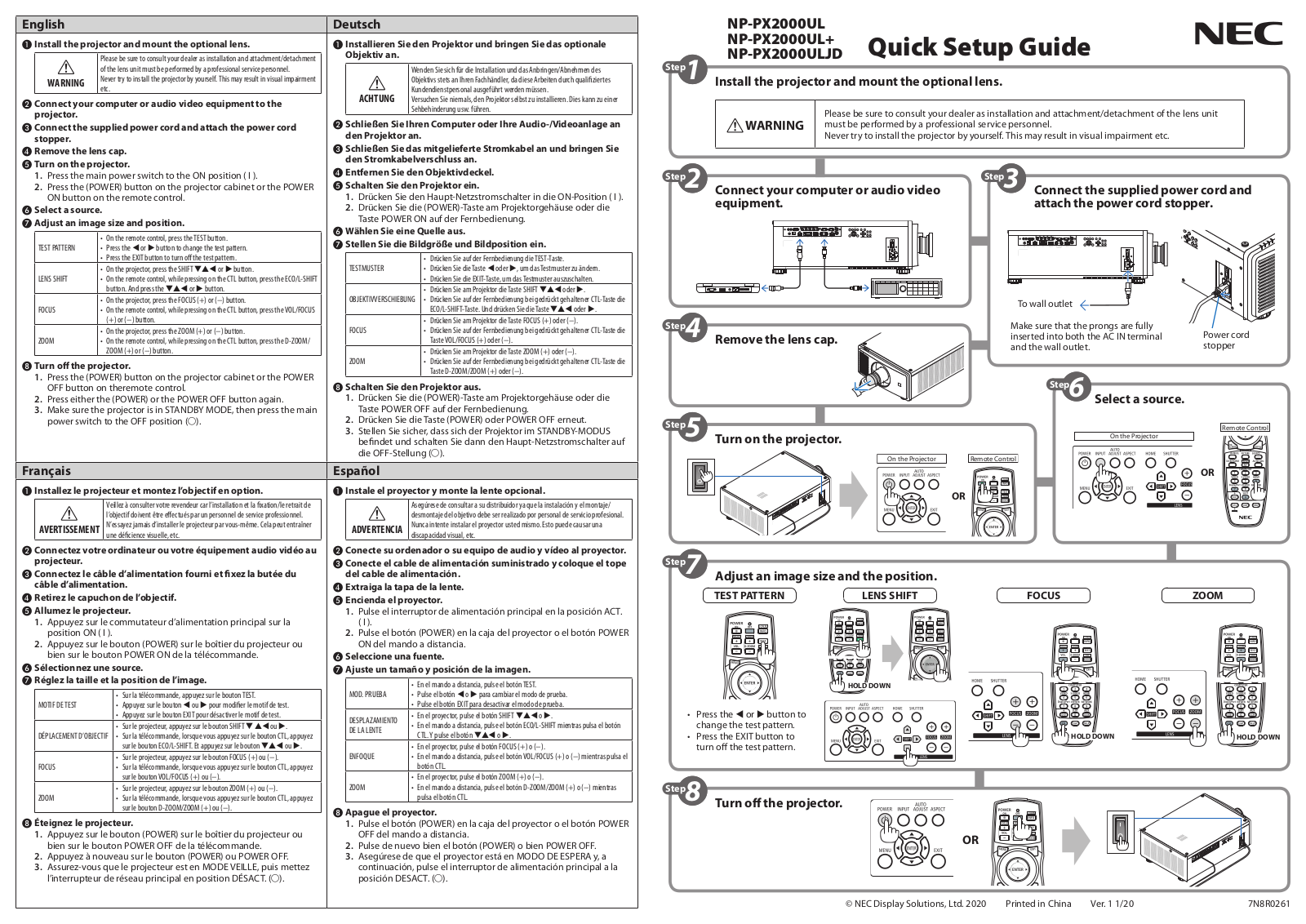 Nec NP-PX2000UL, NP-PX2000ULJD Quick Start Guide - ManualMachine.com