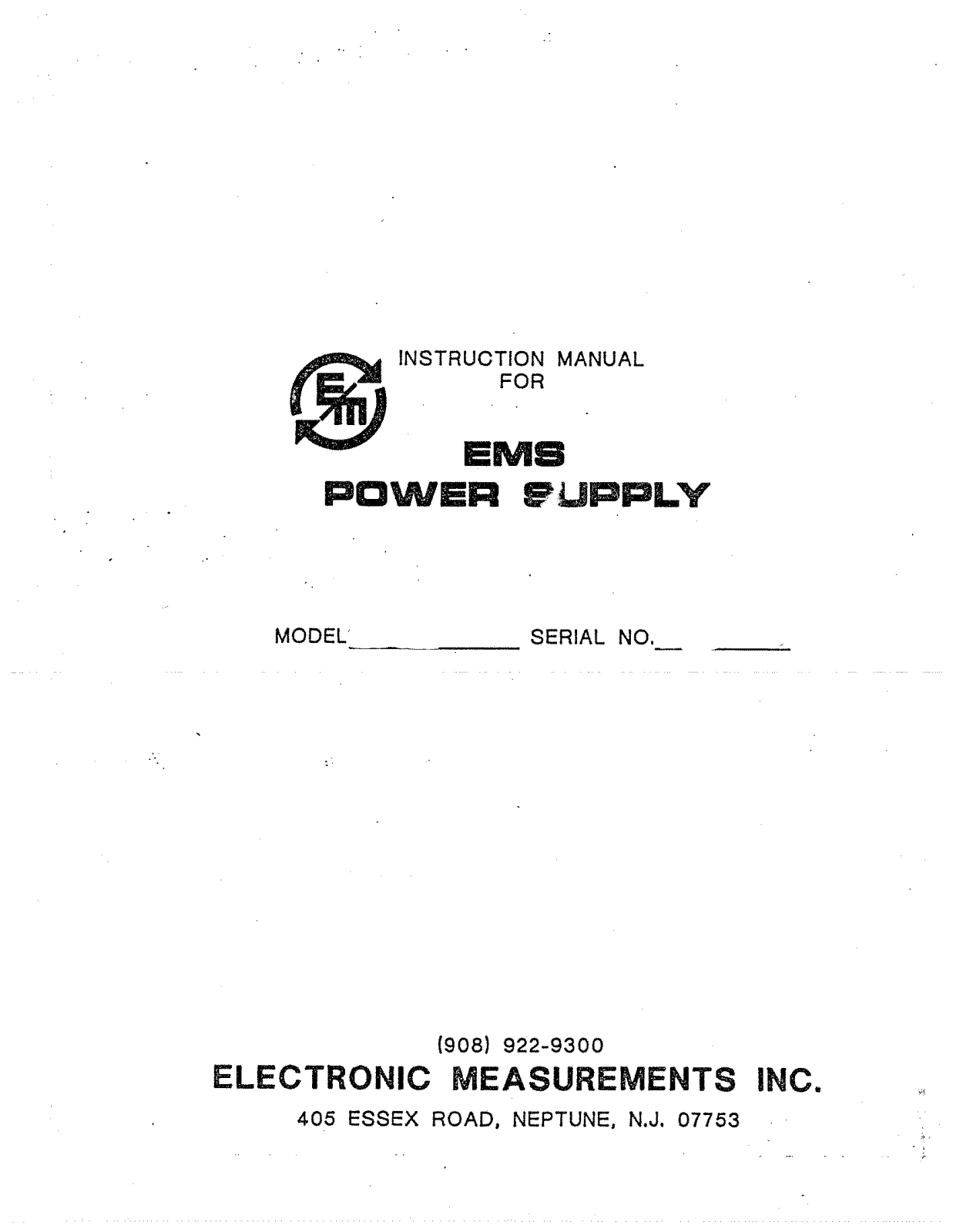 Electronic Measurements EMS Service manual