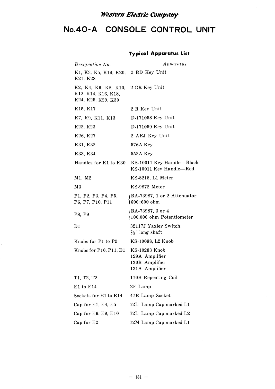 Western Electric 40-A Schematic