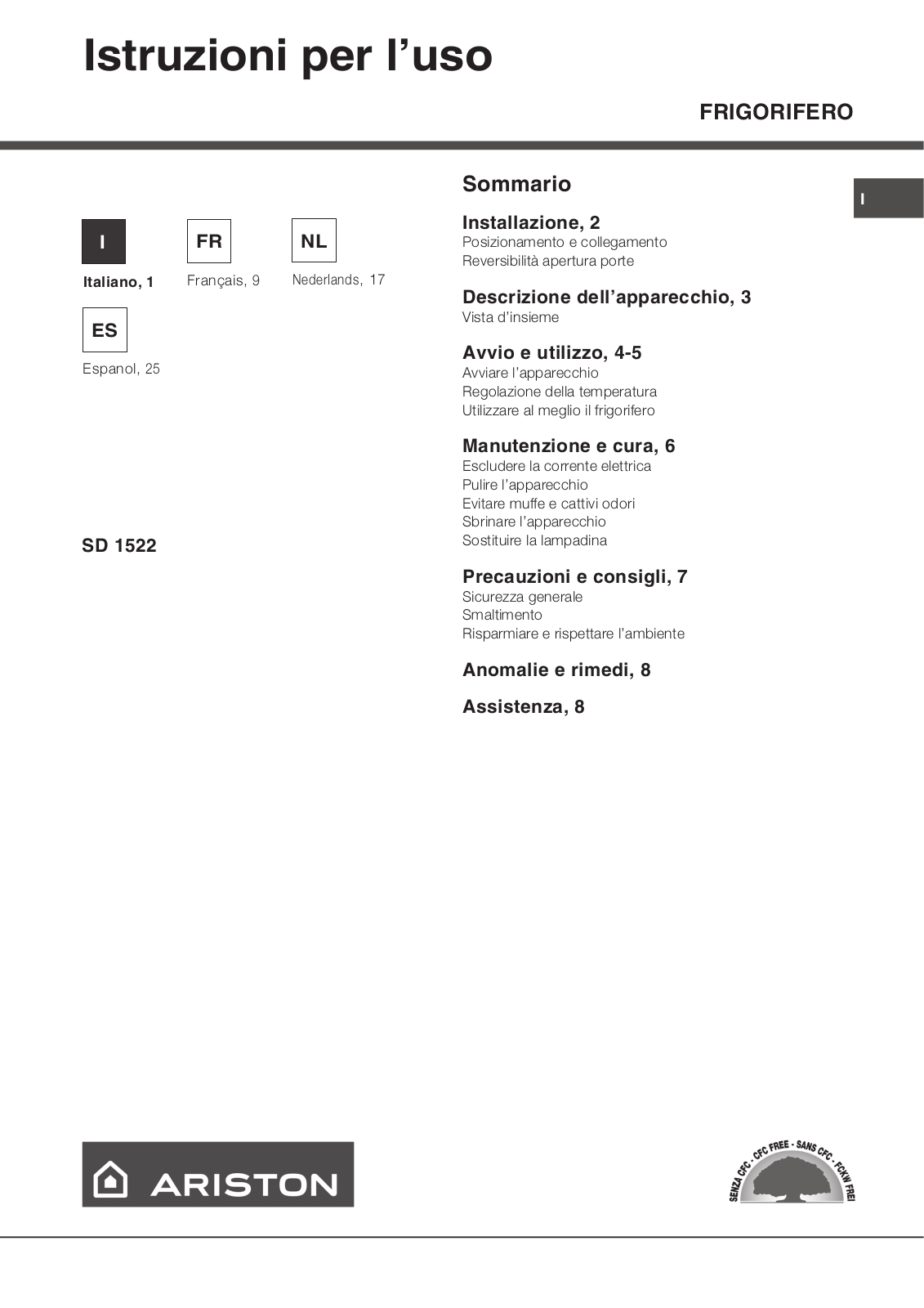 Hotpoint SD 1522 User Manual