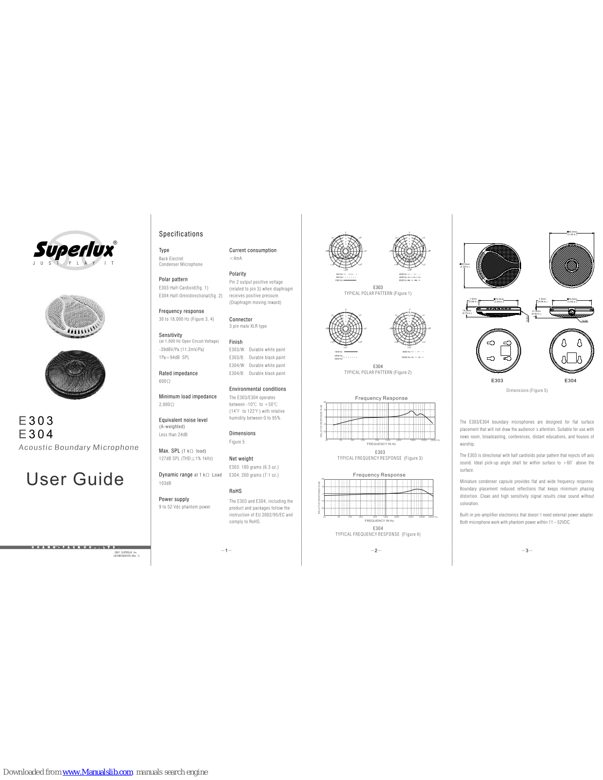 Superlux E303, E304 User Manual