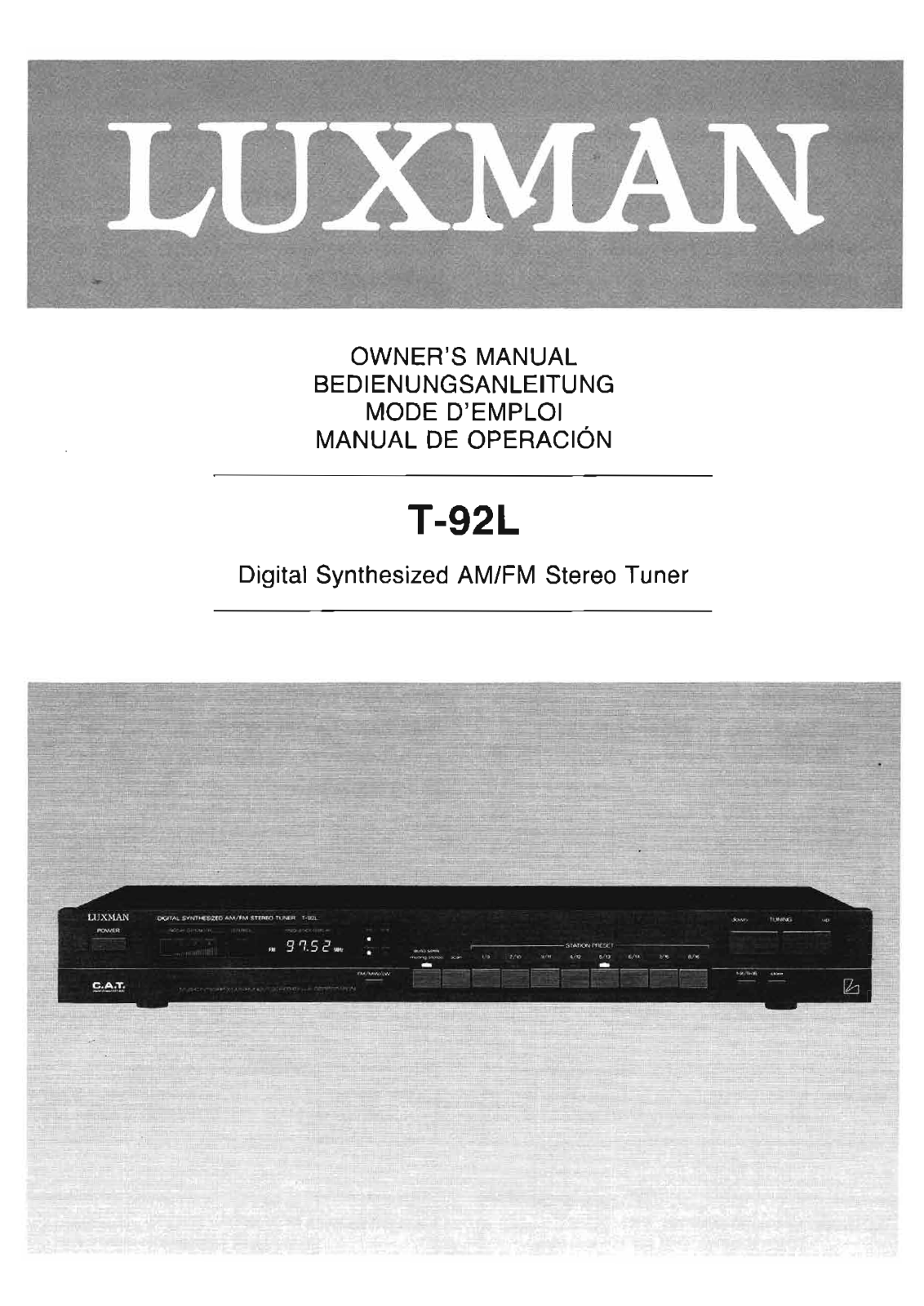 Luxman T-92-L Owners Manual