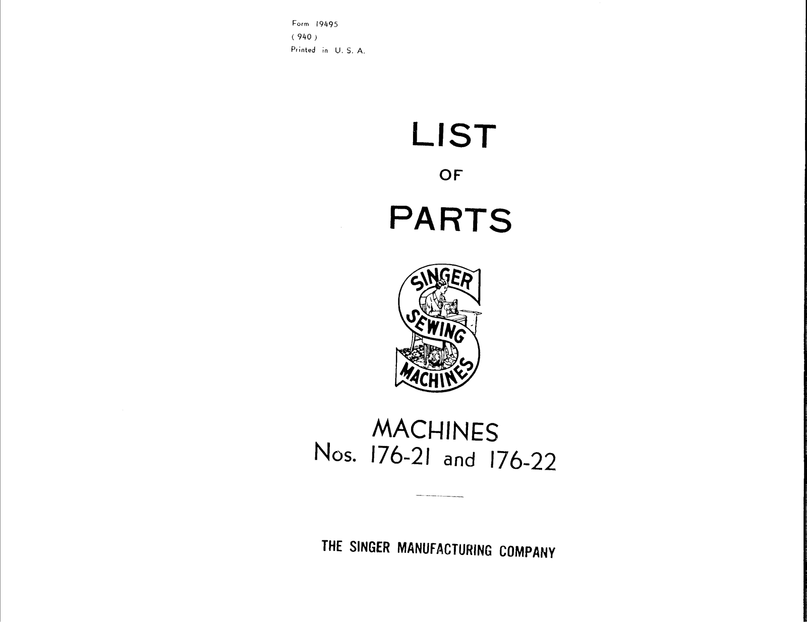 Singer 176-22, 176-21 User Manual