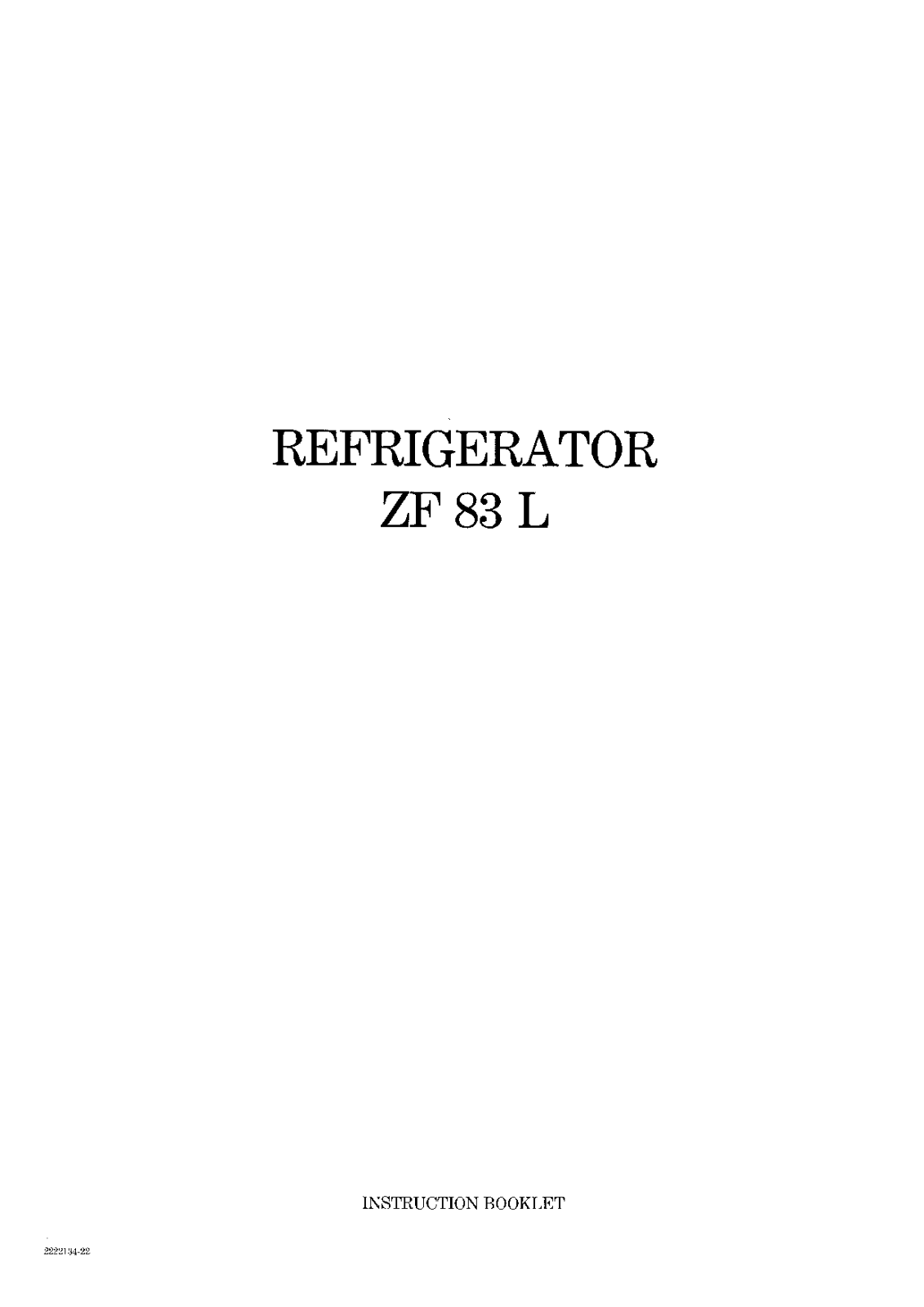 Zanussi ZF83L User Manual