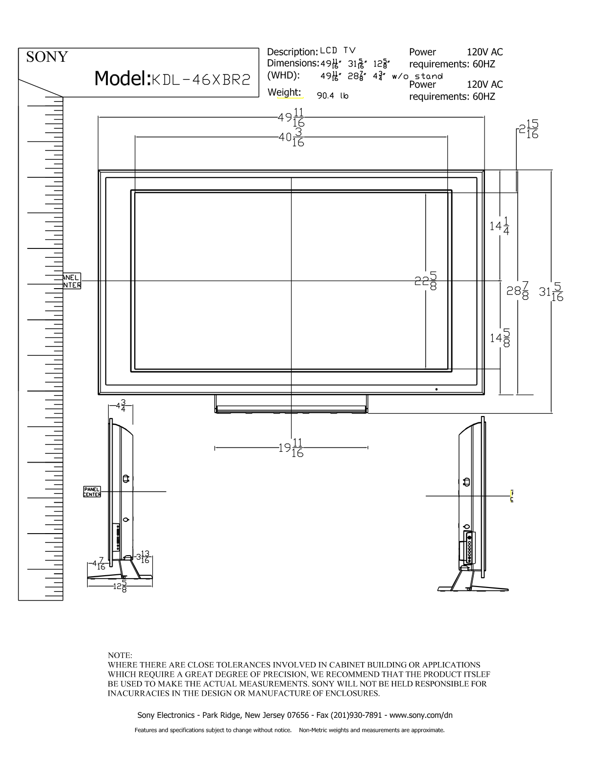 Sony KDL-46XBR2 SCHEMATICS