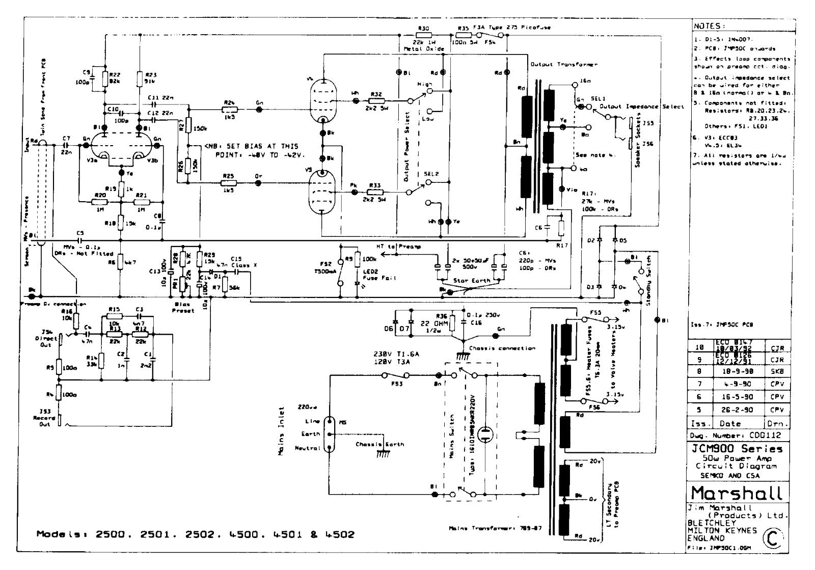 Marshall 2500-50W Schematic