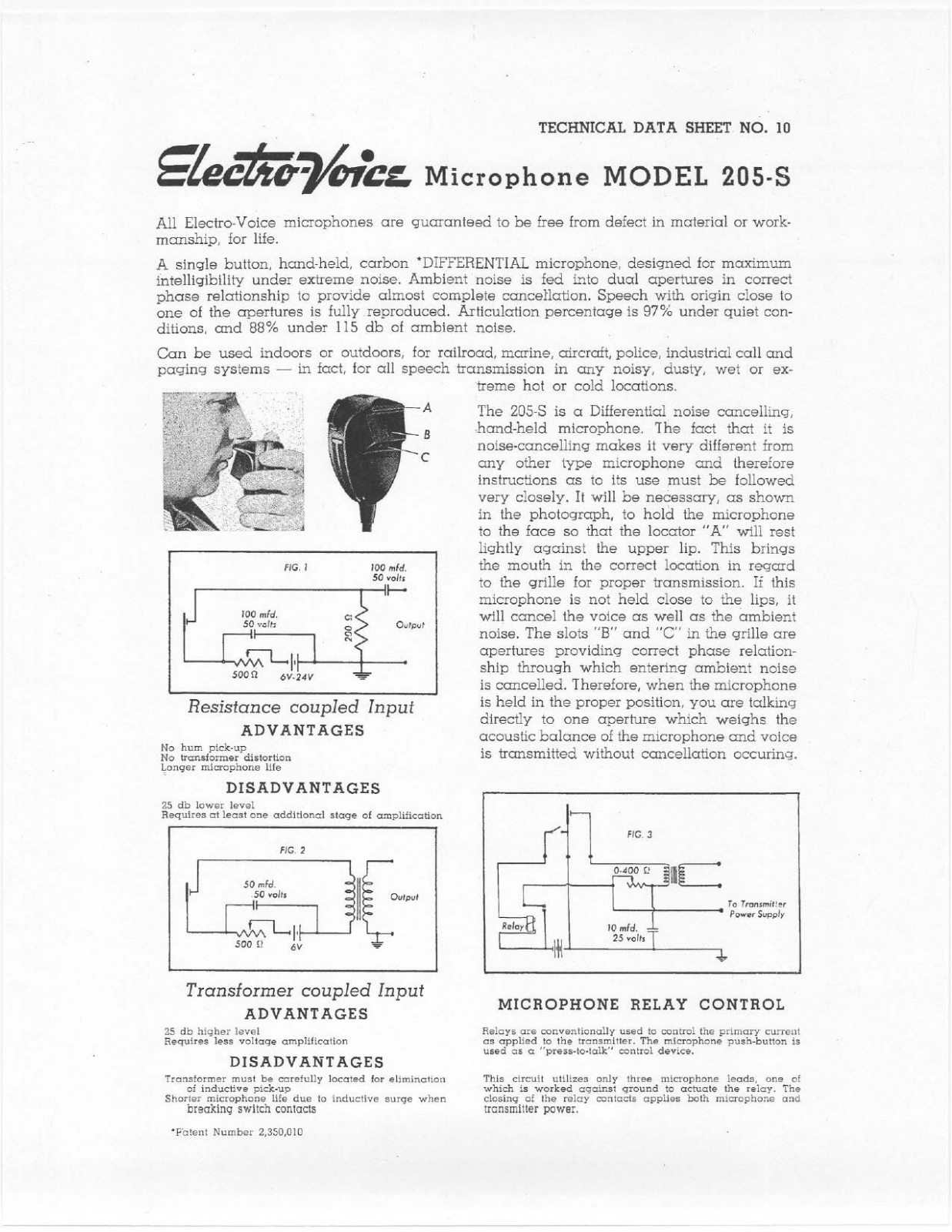 Electro-voice 205-S DATASHEET