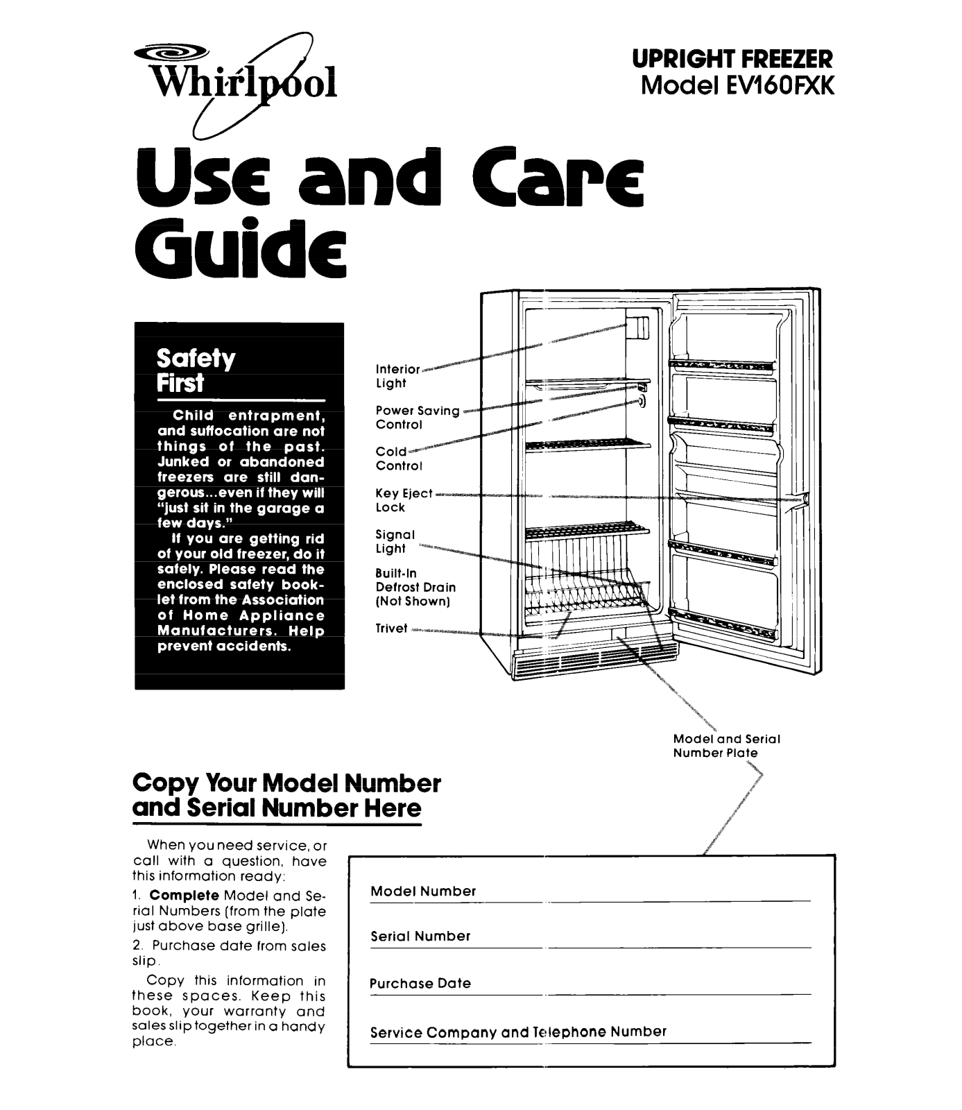 Whirlpool EV160EXK User Manual