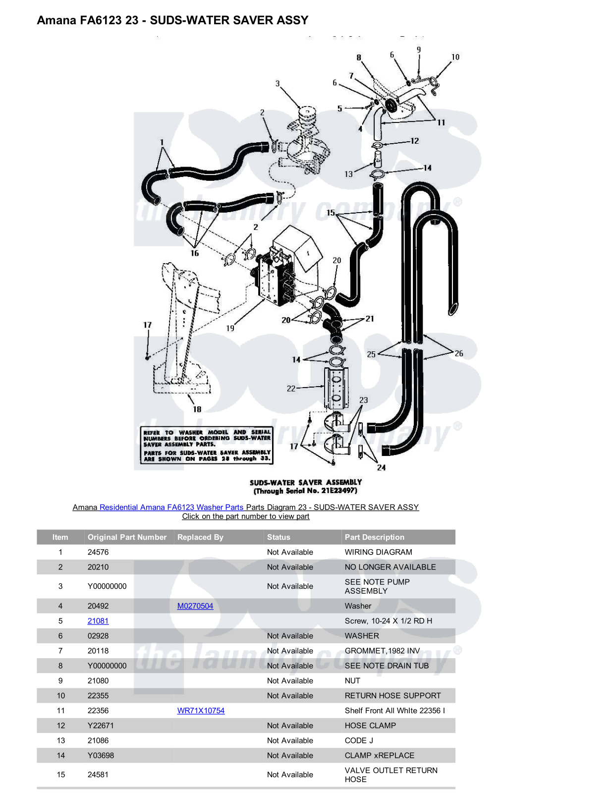 Amana FA6123 Parts Diagram