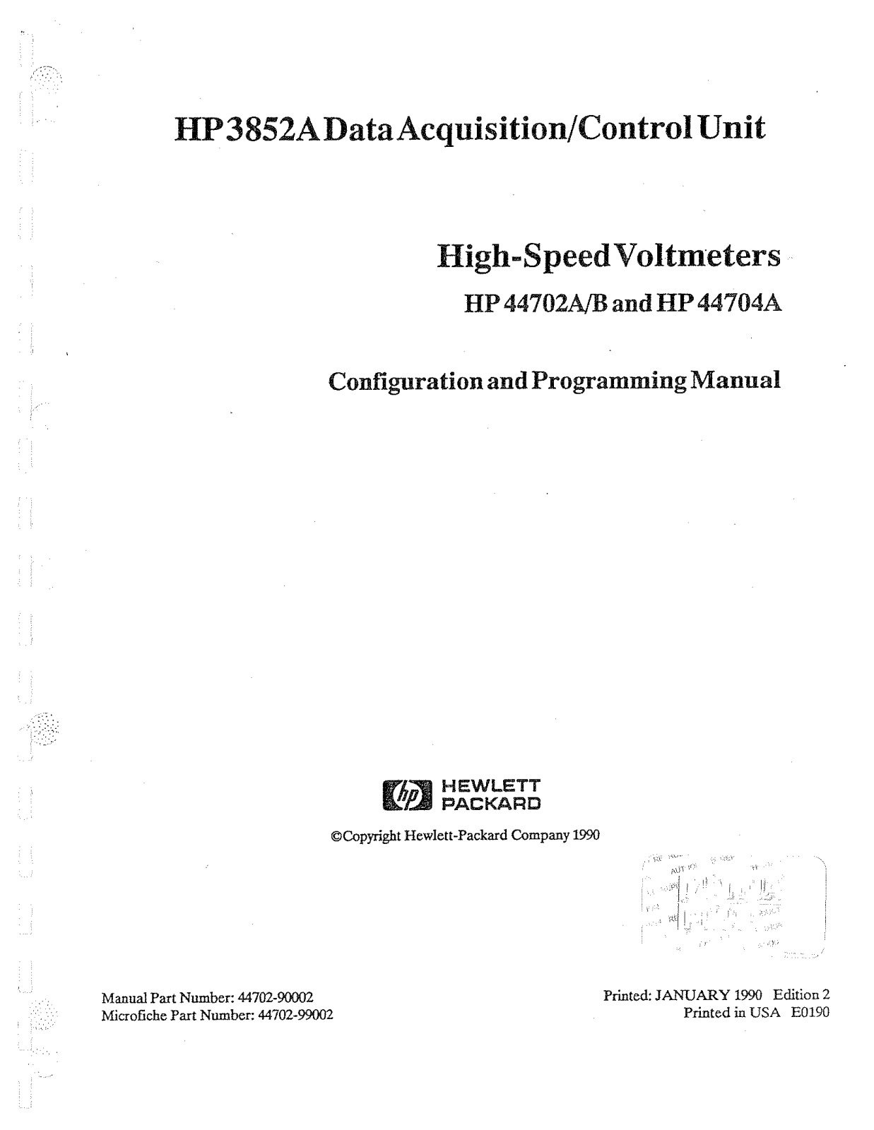 HP (Hewlett-Packard) 44704A, 44702A User Manual