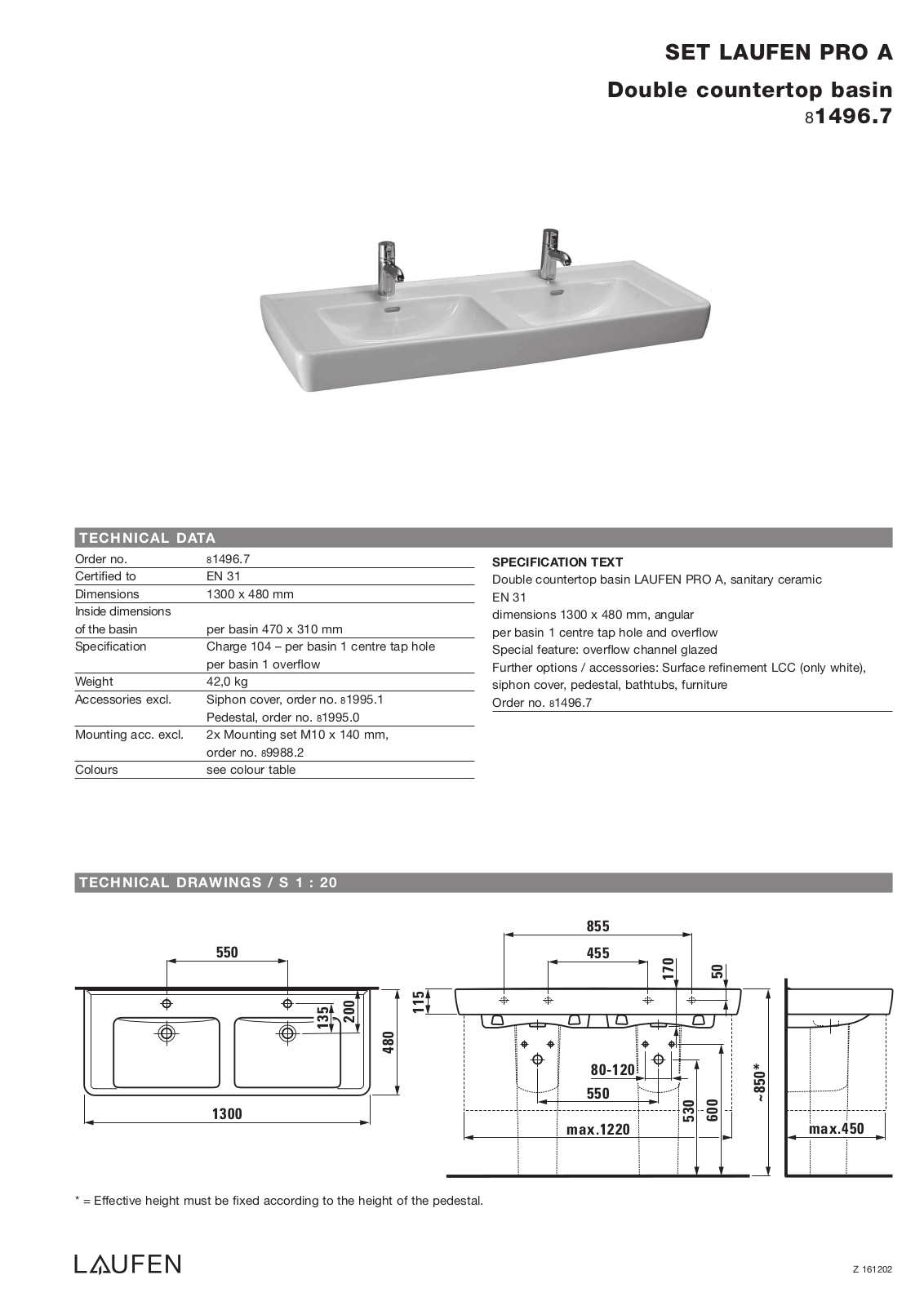 Laufen 8.1496.7 Datasheet