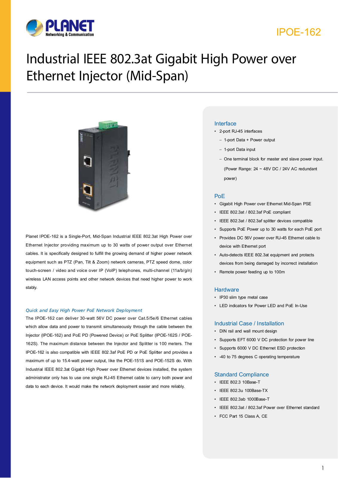 Planet IPOE-162 User Manual