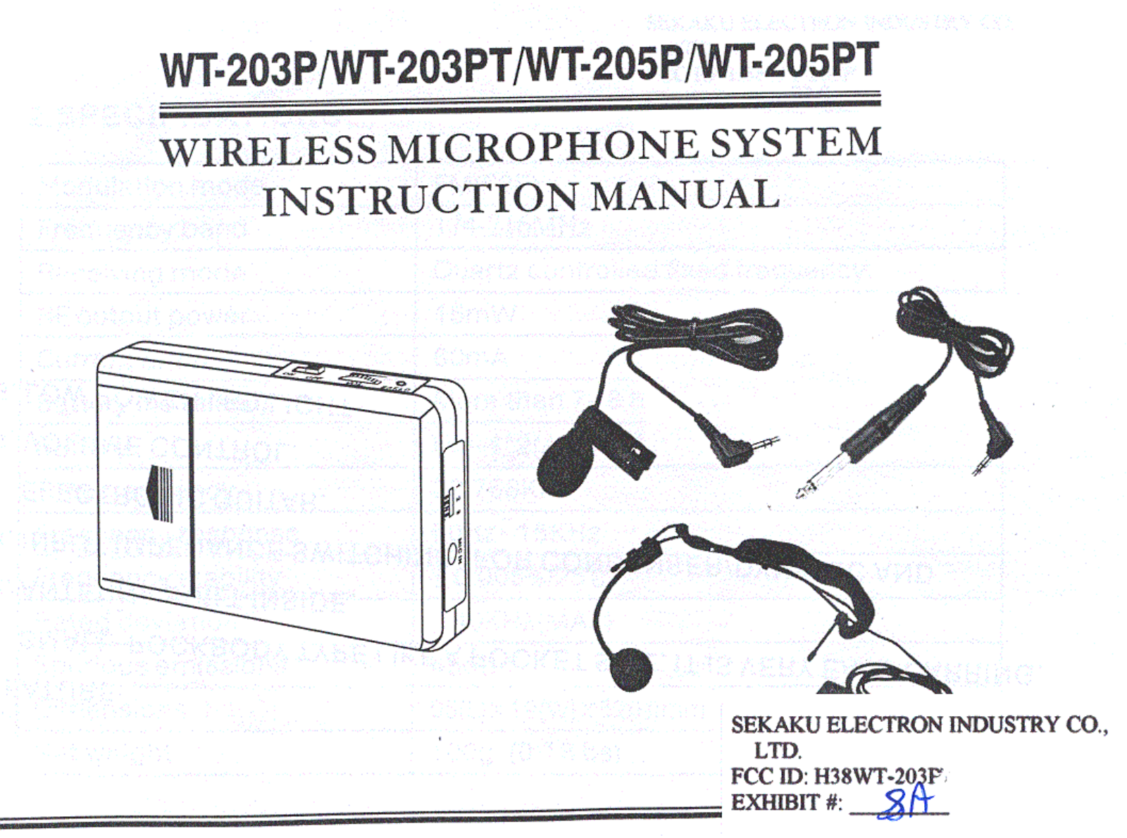 SEIKAKU TECHNICAL GROUP WT 203P Users manual