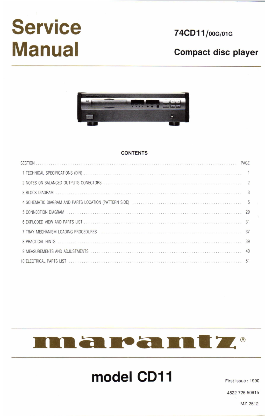 Marantz CD-11 Service Manual