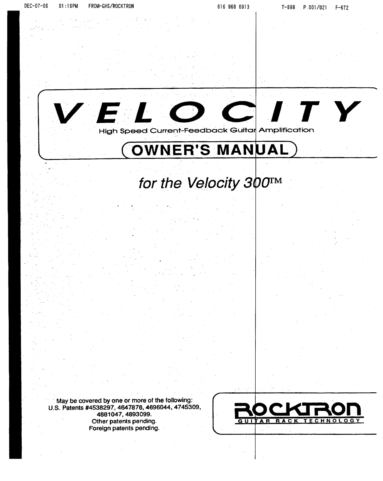 Rocktron Velocity 300 User Manual