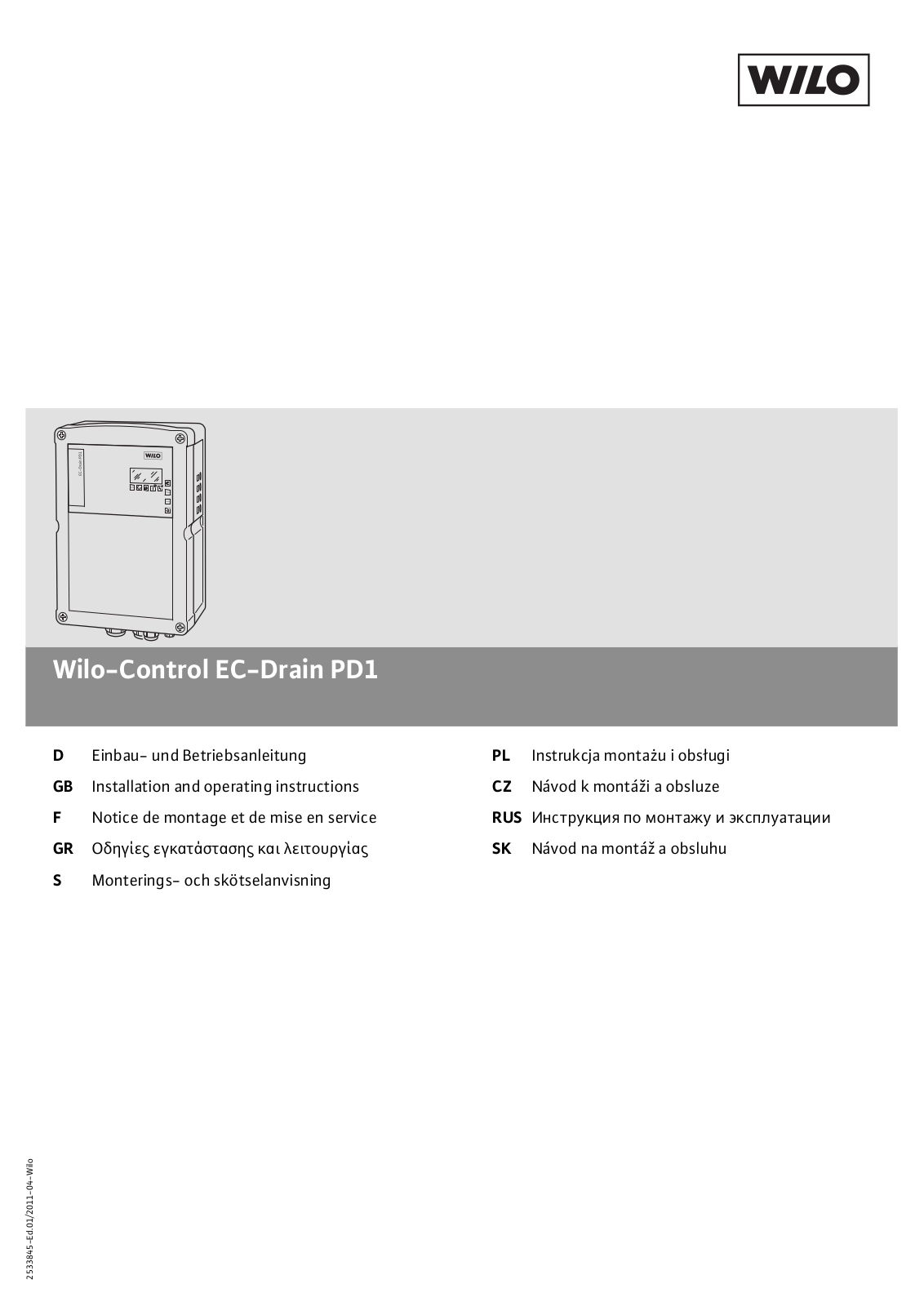 WILO EC-Drain PD1 User Manual