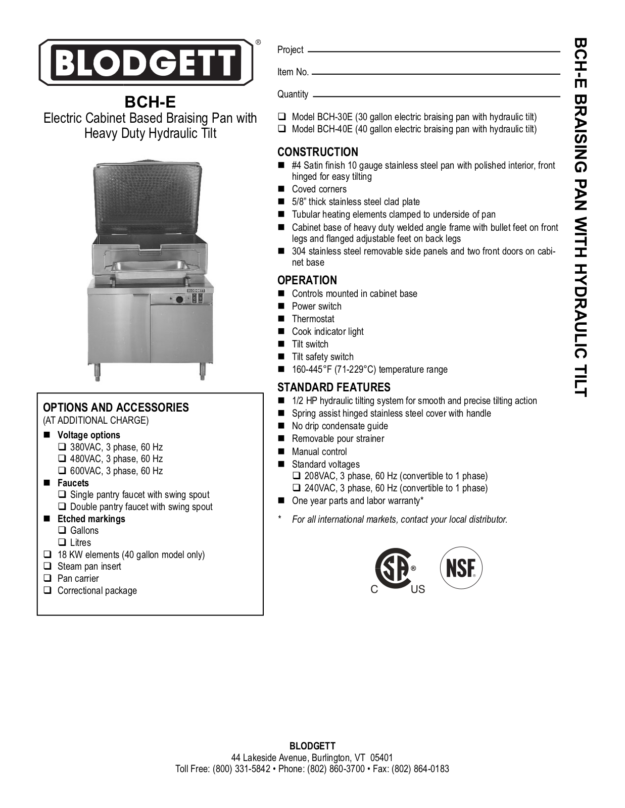 Blodgett BCH-40E General Manual