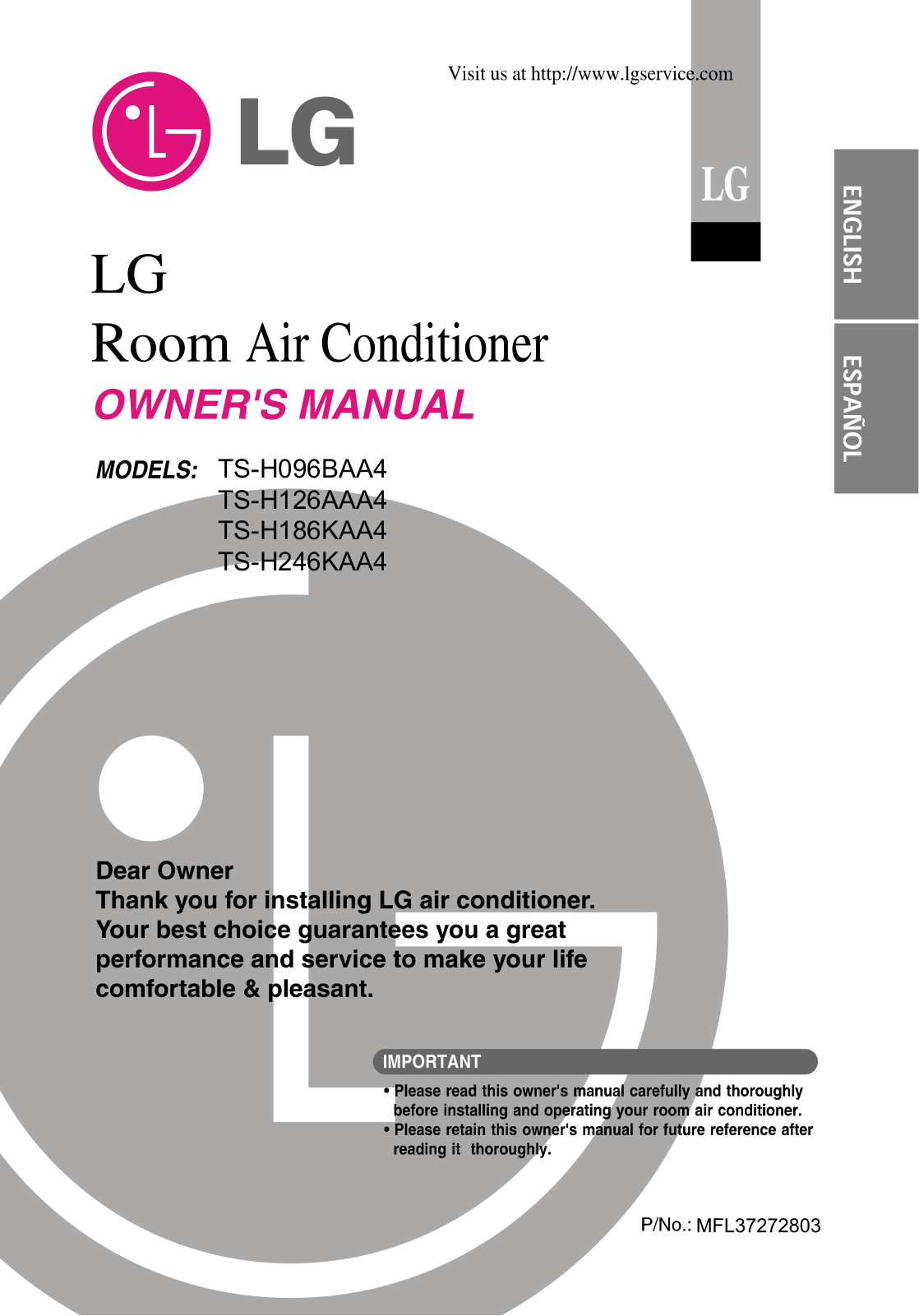 LG TSNH126AAA4 Owner's Manual