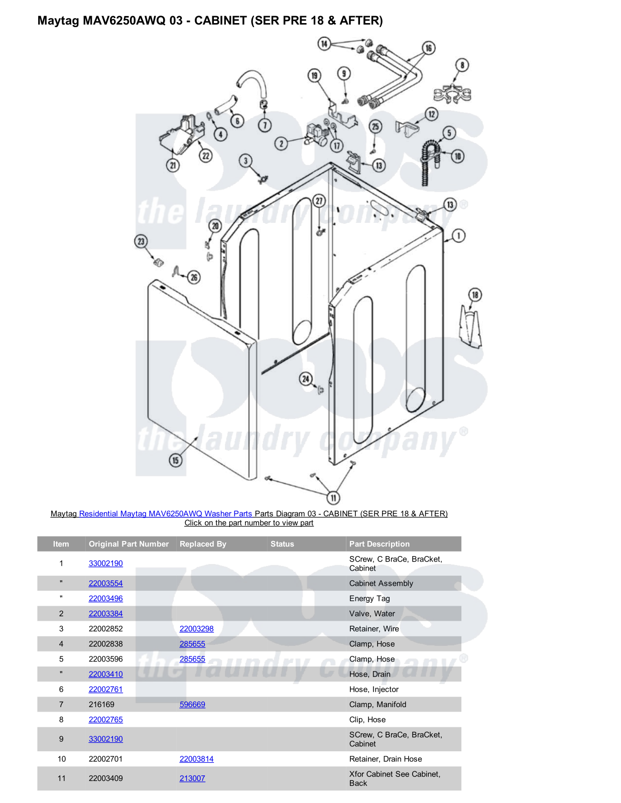 Maytag MAV6250AWQ Parts Diagram