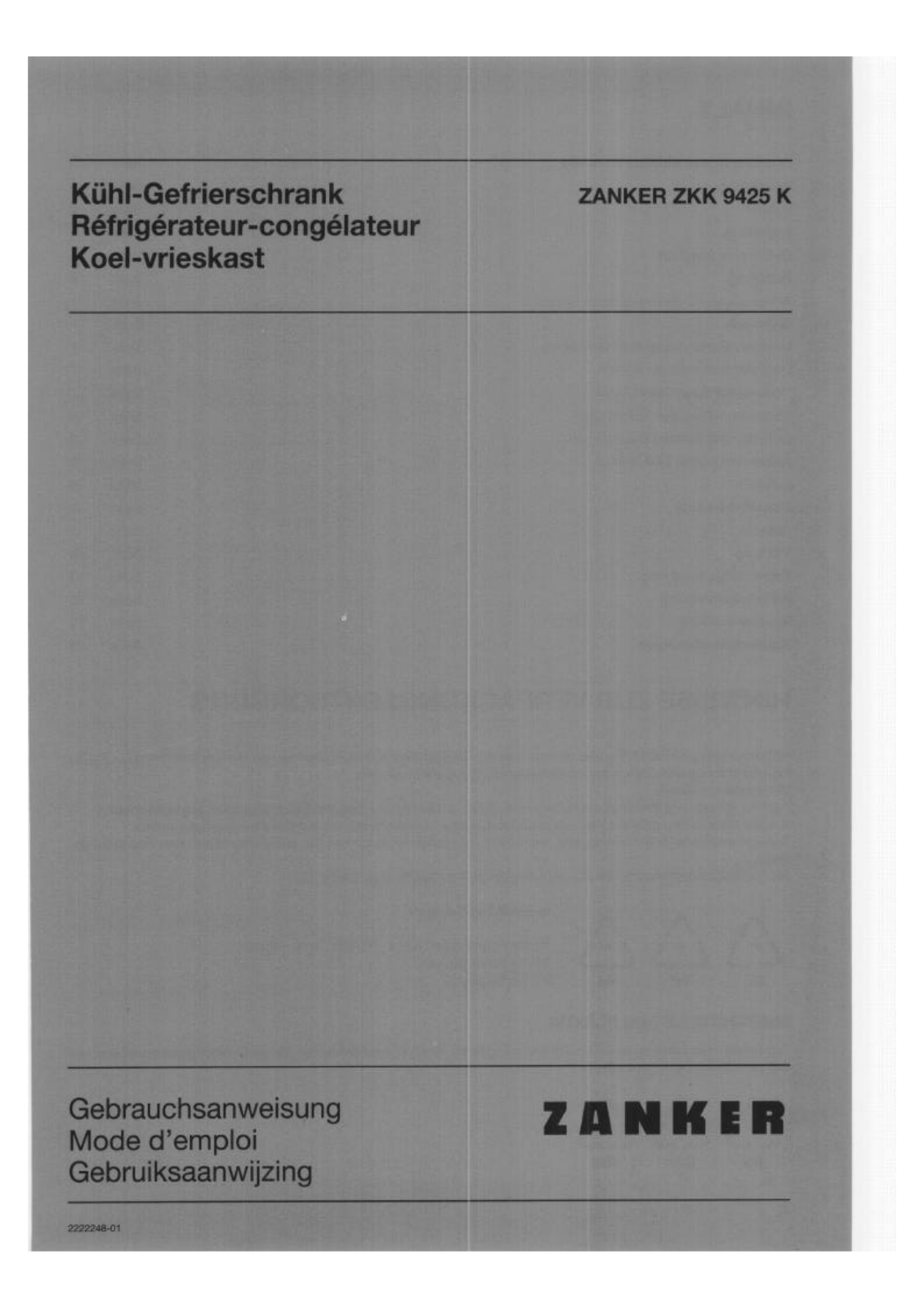 Zanker ZKK9425K User Manual