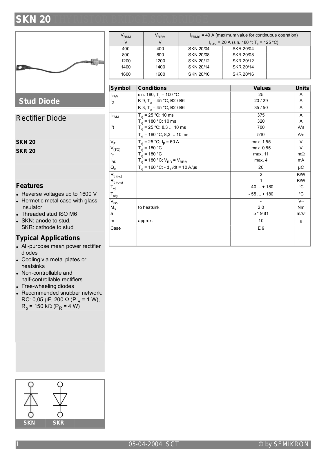 SEMIKRON SKN 20/12 Datasheet - ManualMachine.com