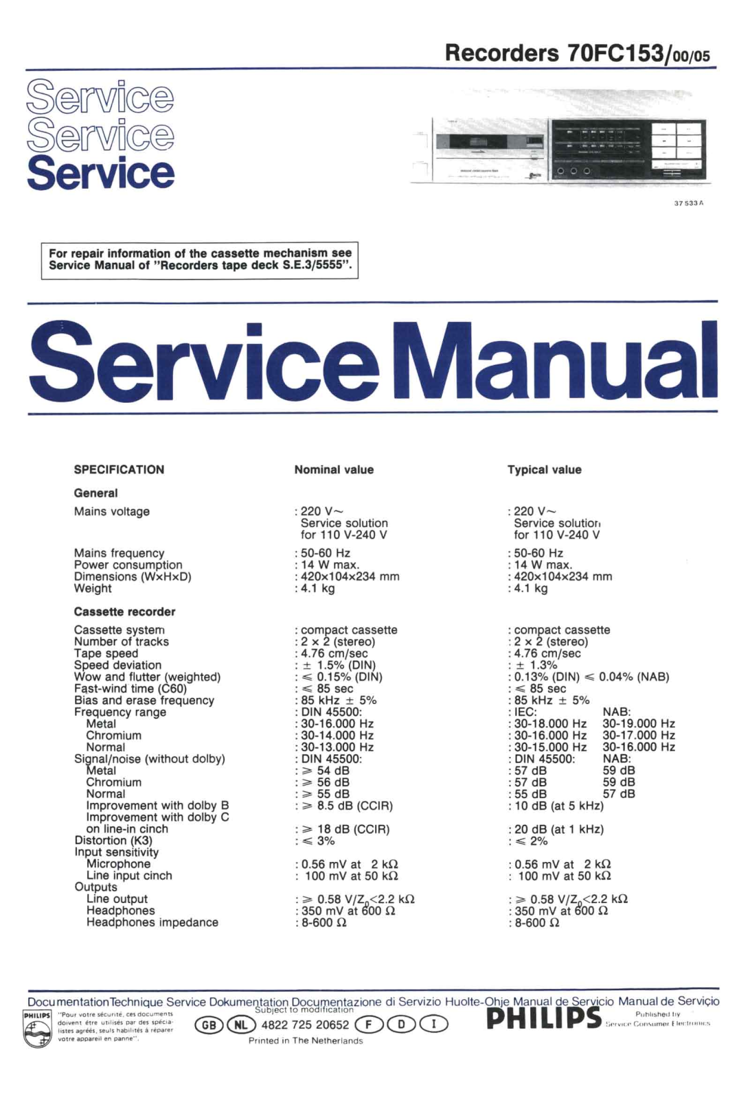 Philips FC-153 Service Manual