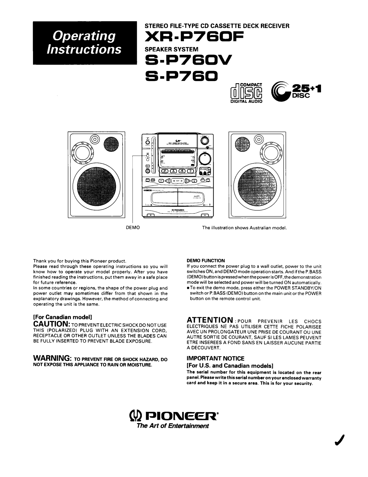 Pioneer XR-P760F Manual
