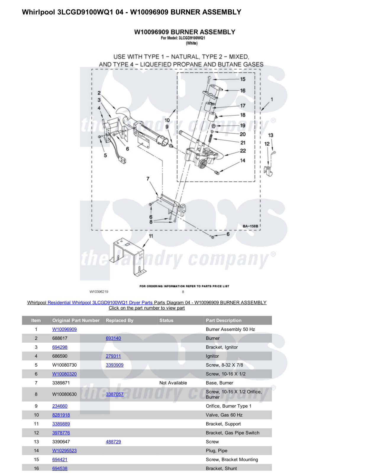 Whirlpool 3LCGD9100WQ1 Parts Diagram